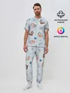Мужская пижама с брюками / Паттерн ленивец космос полет