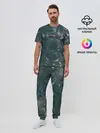 Мужская пижама с брюками / Бульдог морда собакена черного