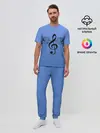 Мужская пижама с брюками / Скрипичный ключ и крылья ноты