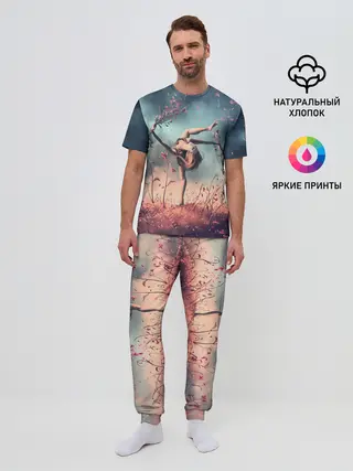 Мужская пижама с брюками / Танцующая с цветами ведьма