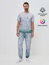 Мужская пижама с брюками / Капли окно стекло дождь серо