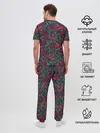 Мужская пижама с брюками / Тату узор розы и машинки