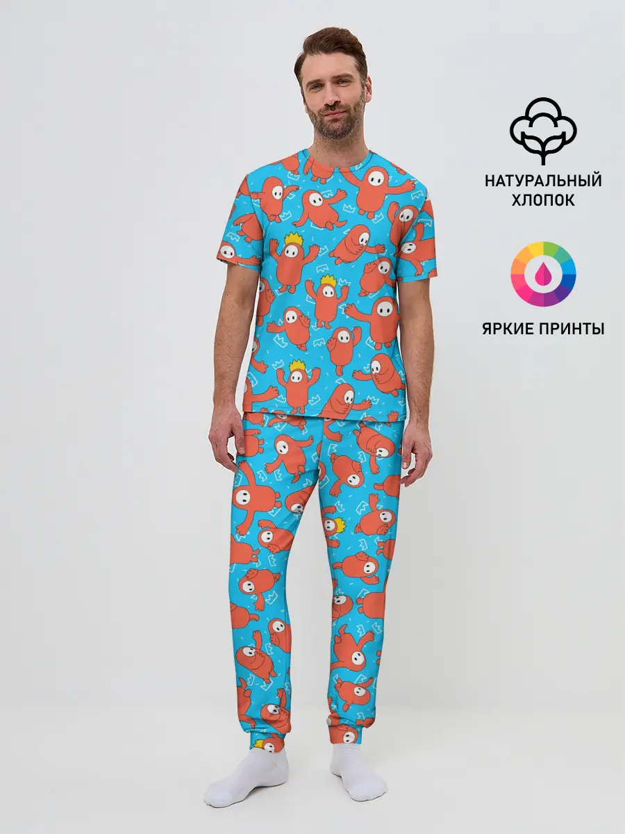 Мужская пижама с брюками / Fall guys red