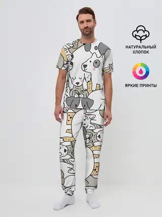Мужская пижама с брюками / Собачье собрание