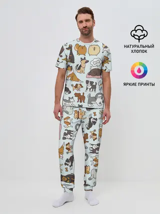 Мужская пижама с брюками / Собаки