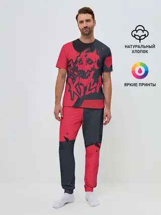 Мужская пижама с брюками / KILLA красная
