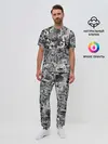 Мужская пижама с брюками / Неко ахегао чб