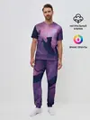 Мужская пижама с брюками / Кошка играет с бабочкой