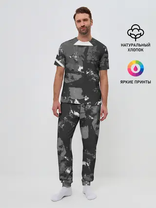 Мужская пижама с брюками / Гранж-абстакция