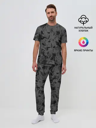 Мужская пижама с брюками / Черная дымка