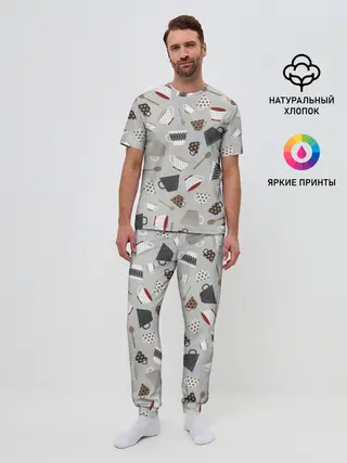 Мужская пижама с брюками / Утро начинается с кружки