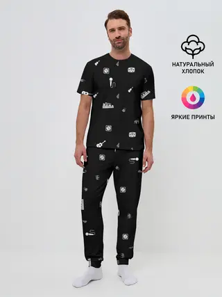 Мужская пижама с брюками / Музыкальные инструменты