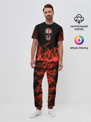 Мужская пижама с брюками / Череп и огонь