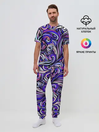 Мужская пижама с брюками / Волны