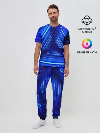 Мужская пижама с брюками / Неоновый тоннель