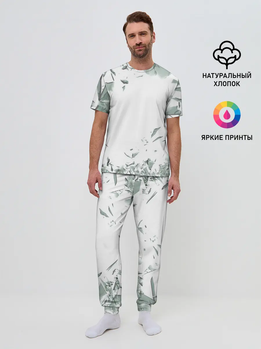 Мужская пижама с брюками / разбитое стекло
