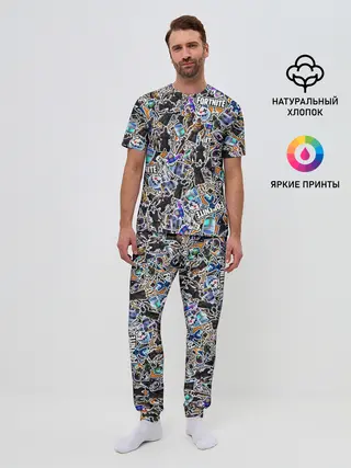 Мужская пижама с брюками / Fortnite Sticker Bombing