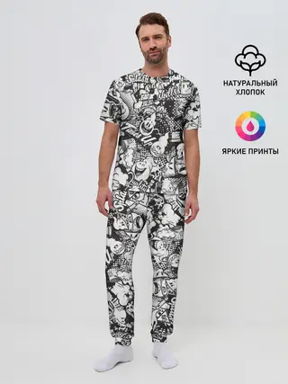 Мужская пижама с брюками / Граффити