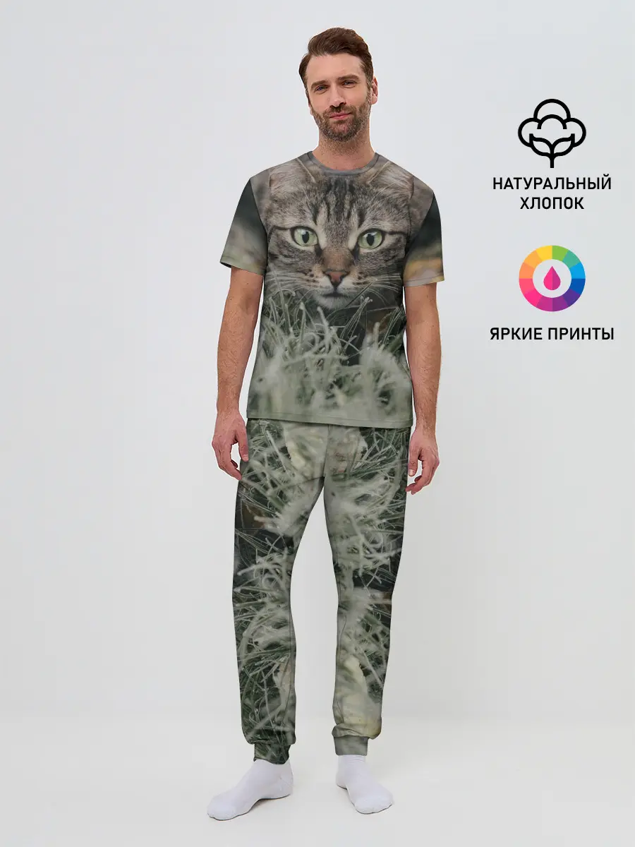 Мужская пижама с брюками / Кошка
