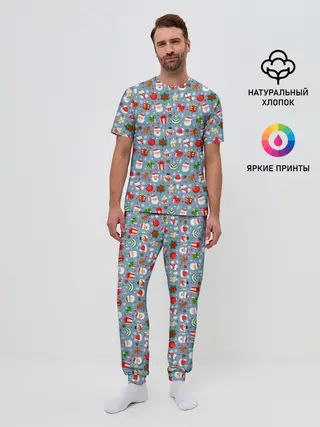 Мужская пижама с брюками / Новый Год