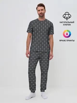 Мужская пижама с брюками / Готический рисунок