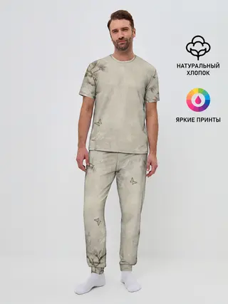Мужская пижама с брюками / Цветущая сакура.