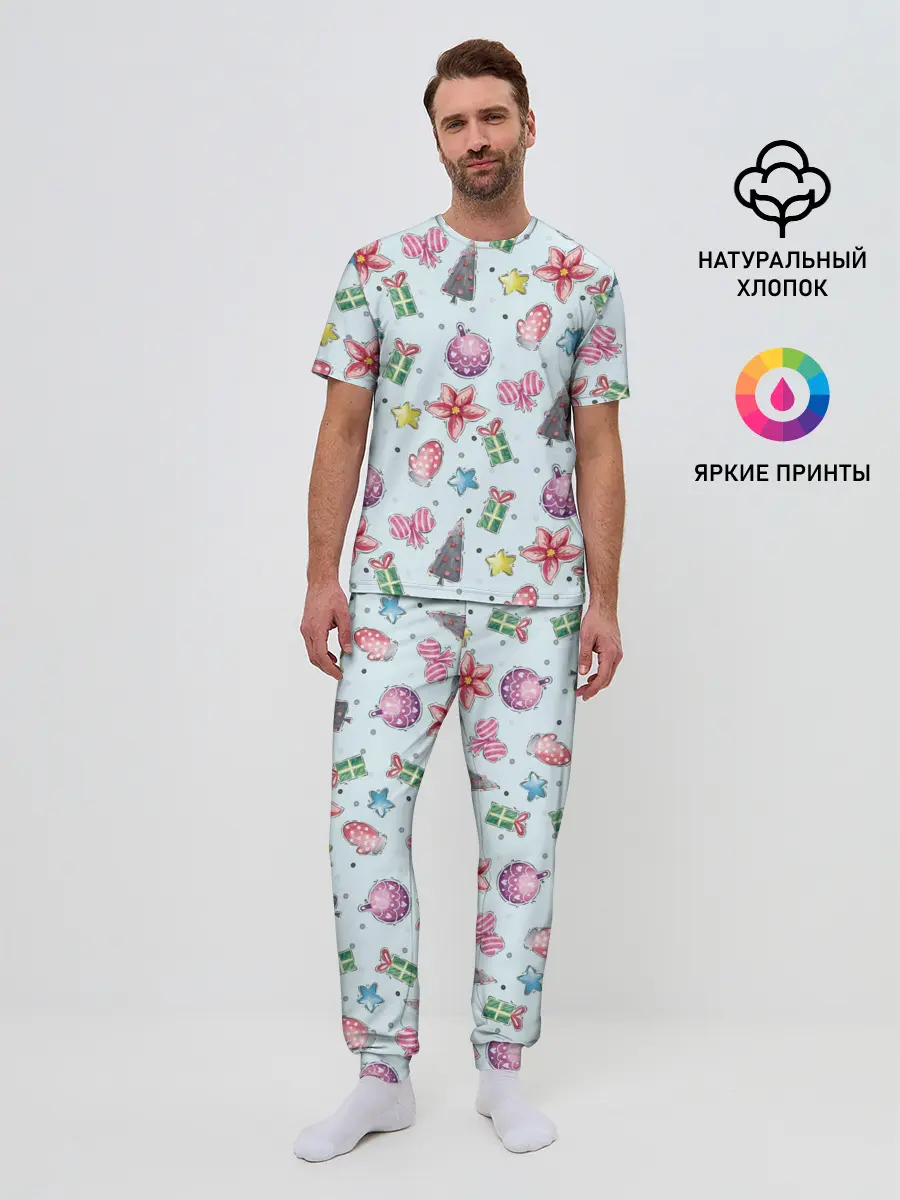 Мужская пижама с брюками / новогодние игрушки