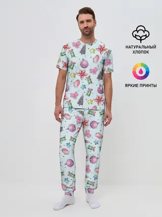 Мужская пижама с брюками / новогодние игрушки