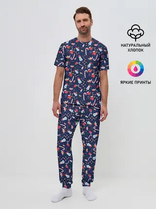 Мужская пижама с брюками / Новый Год