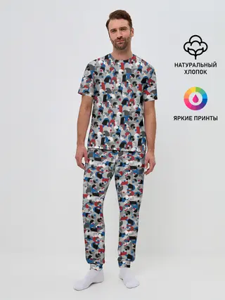 Мужская пижама с брюками / Коронавирус