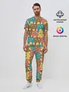 Мужская пижама с брюками / Разноцветные совы