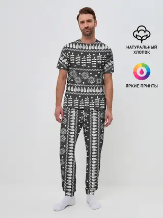 Мужская пижама с брюками / Этнические узоры