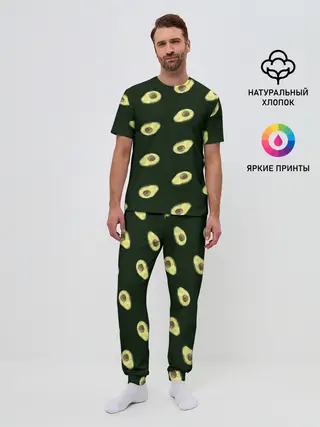 Мужская пижама с брюками / Авокадо