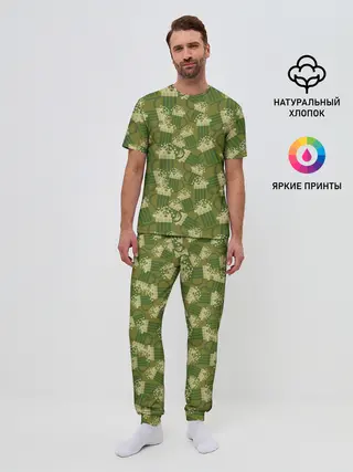 Мужская пижама с брюками / кружка пива милитари