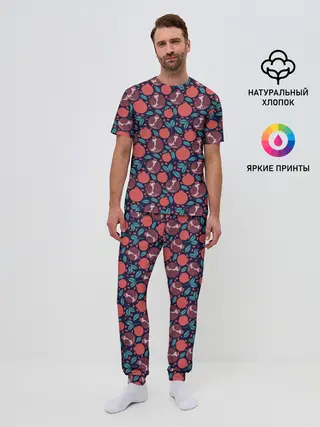 Мужская пижама с брюками / Гранат