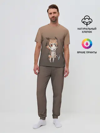 Мужская пижама с брюками / девочка сова с топром