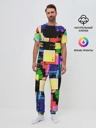 Мужская пижама с брюками / Глитч