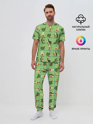 Мужская пижама с брюками / Авокадо | Зарядка