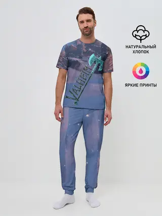 Мужская пижама с брюками / Valheim лого с секирой