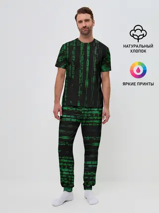 Мужская пижама с брюками / Матрица букв и чисел