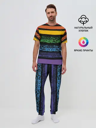 Мужская пижама с брюками / Радуга