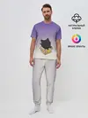 Мужская пижама с брюками / черный котенок в коробке