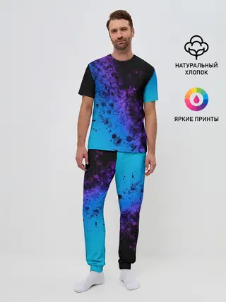 Мужская пижама с брюками / Неоновые Краски