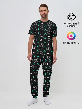 Мужская пижама с брюками / MERCEDES BENZ УЗОР