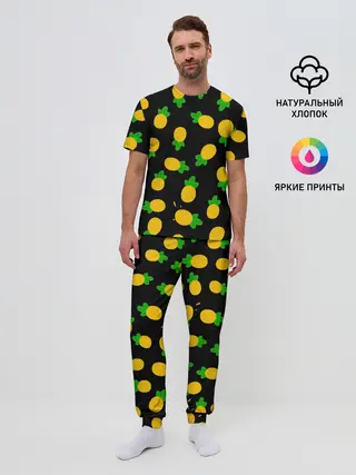 Мужская пижама с брюками / Ананасы