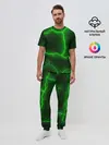 Мужская пижама с брюками / К - 13 зелёная трещина 3D