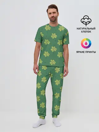 Мужская пижама с брюками / Узор на День святого Патрика