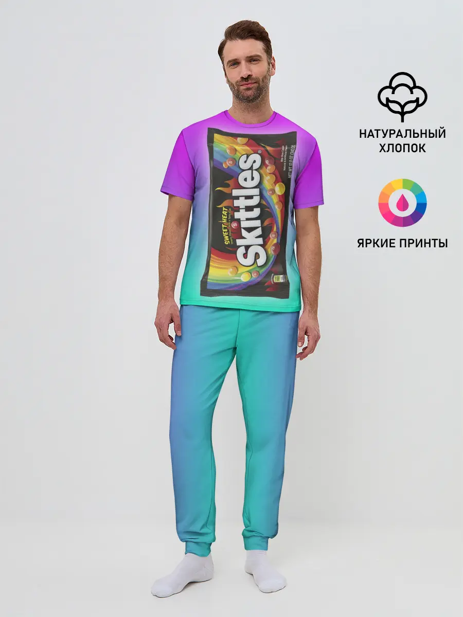 Мужская пижама с брюками / Skittles | Черный