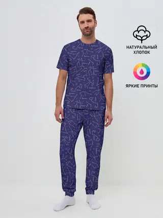 Мужская пижама с брюками / Знаки Зодиака