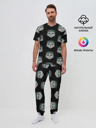 Мужская пижама с брюками / Чеширские котики